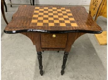 2 Drawer Game Table With Checker Board Top