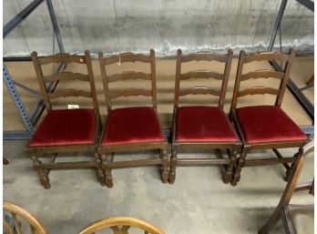 Set Of 4 Ladder Back Oak Chairs