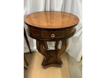 1 Drawer Inlaid Side Table With Hand Painted Accents