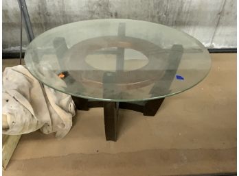 Round Deco Style Glass Top Table