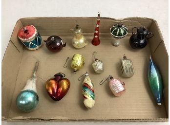 14 Vintage Christmas Tree Glass Ornaments