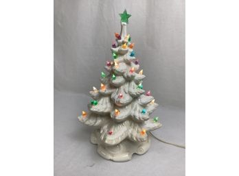 Vintage 17 Inch White Ceramic Christmas Tree