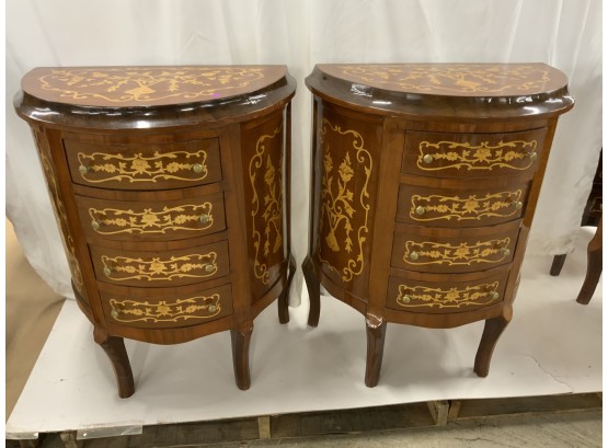 Pair Of 4 Drawer Inlaid Side Tables