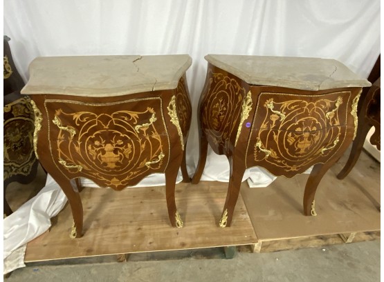 Pair Of Marble Top 2 Drawer Commodes