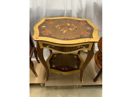 Inlaid 1 Drawer Side Table