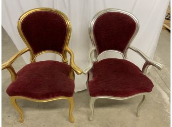 1 Gold And 1 Silver Arm Chairs