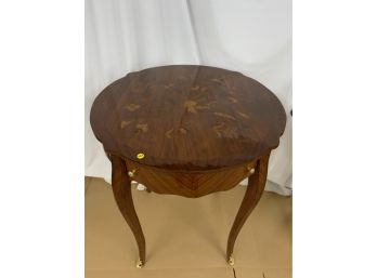 1 Drawer Inlaid Round Table