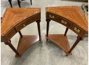 Two 1 Drawer Inlaid Corner Stands