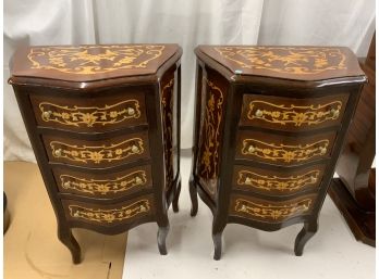 Pair Of 4 Drawer Inlaid Side Tables