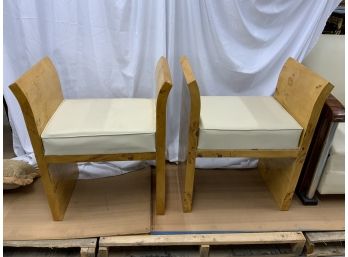 Pair Of Burled Wood High Side Stools