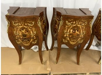 Pair Of Floral Inlay Bombay Side Table