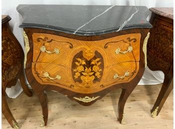 2 Drawer Inlaid Marble Top Commode