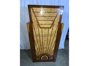 Art Deco Sunburst Inlaid Cabinet With Drop Down Bar And 2 Doors
