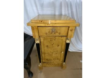 Egyptian Revival Side Table With 1 Drawer And 1 Door