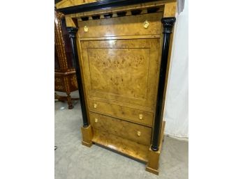 Burled Wood French Empire Style Desk With Flat Columns