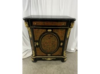 Marble Top Cabinet With Brass And Faux Tortoise Shell Detail, Brass/gold Armaloo