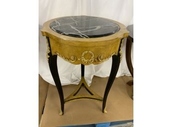 3 Legged Marble Top Stand With Brass Armaloo Detail