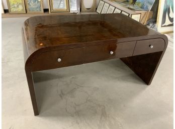 Burled Wood 3 Drawer U Shaped Desk
