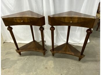 Pair Of 1 Drawer Triangle Side Tables