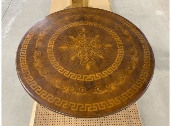 Inlaid Round Table With Carved Base