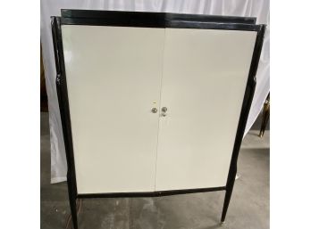Painted White And Black 2 Door Cabinet