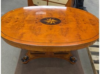 Burled Center Table With Star Inlay With Goat Inlay On Feet