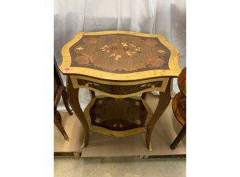 Inlaid 1 Drawer Side Table