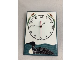 Porcelain Loon Wall Clock Handpainted