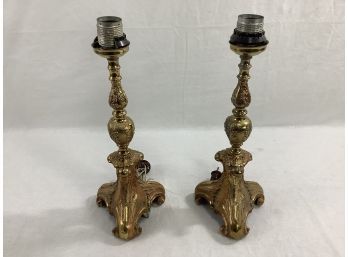 Pair Of 19th C. Cast Bronze French Lamps.