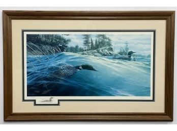 Ron Van Gilder 'Windy Pursuit-Loons'. Signed. Limited 802/1200.