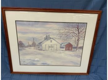 Mary Green LaForge Original Watercolor Connecticut Artist Titled Corn Crib