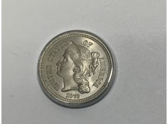 1873 3 Cent Nickel Piece Closed 3 Ms