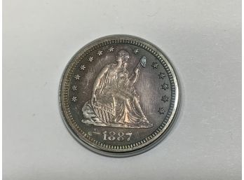 1887 Seated Quarter Proof Toned