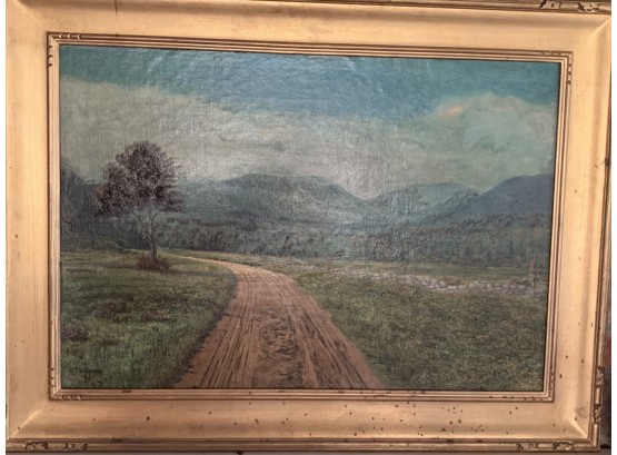 William T Robinson Country Road Scene With Mountains In The Background