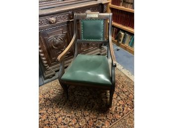 Mahogany Arm Chair With Judicial Label Gifted To Walter Bass Jr Plaque