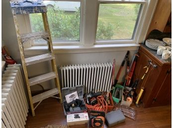 Assorted Tool Lot Including Ladder And Power Tools