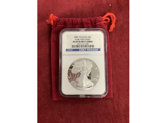 2007 W Silver Eagle Early Release Proof Cameo PF69 Ultra Cameo NGC