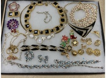 Grouping Of Signed Costume Jewelry Including Lisner, Napier, Trifari , And Others