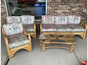 4 Piece Rattan Patio Set With Coffee Table