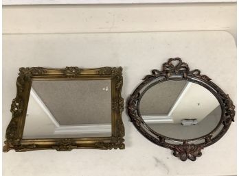 Two Gold Mirrors Including A Painted Ribbon Style