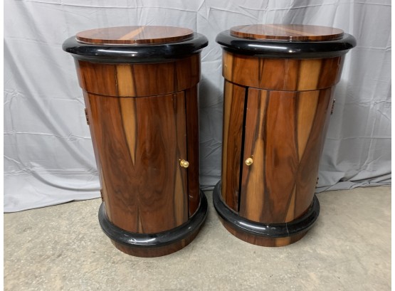 Pair Of Cylinder Stands With 1 Door In Each