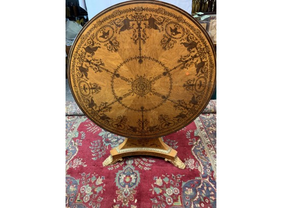 Large Tilt Top Painted Table With Paw Feet