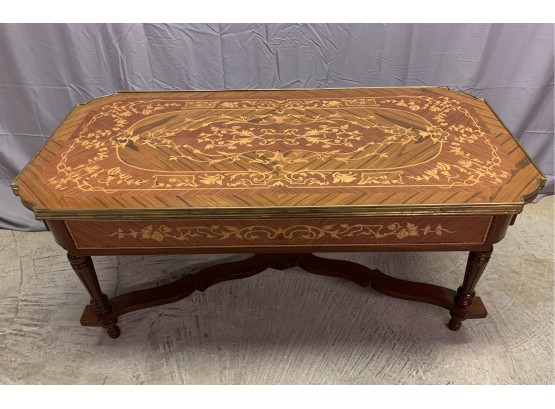 Heavily Inlaid Coffee Table With Brass Banding
