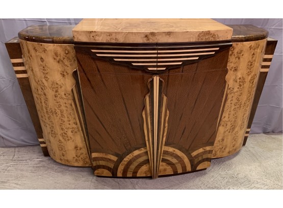 Art Deco Style Server With Inlaid And Burl Details