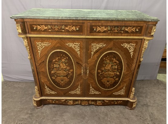 Marble Top Inlaid Server With Great Gold Ormolu