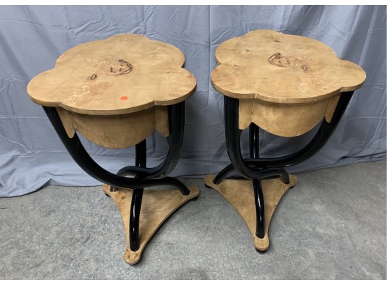 Pair Of Retro Style Clover Leaf Side Tables With Bend Leg Base