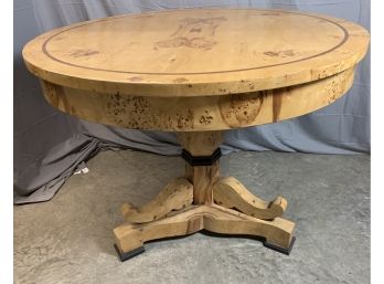 Burled Center Pedestal Table With Great Black Detail