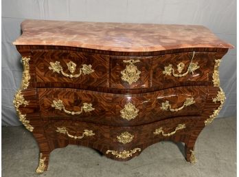 Large Bombay Marble Top 3 Drawer Chest With Brass Faces