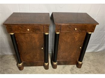 Pair Of Burled Wood Empire Style Tables