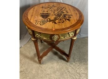 Inlaid Center Table With Gold Ormolu And Brass Detail